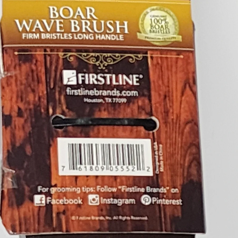 WAV ENFORCER #552 Boar Wave Brush Firm Bristle Long Handle Grooming Hair 100%